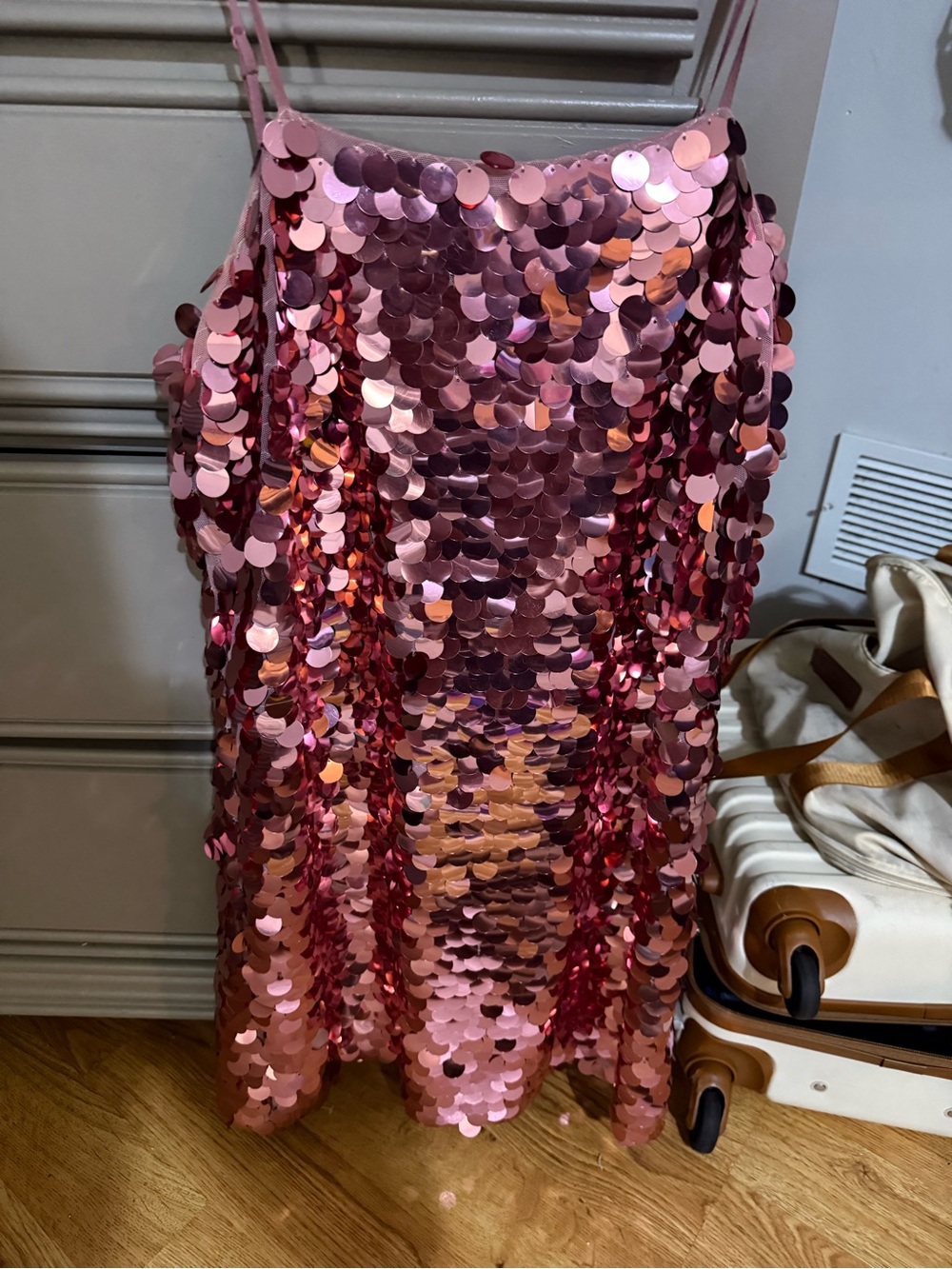 Pink Sequin Slip Dress
